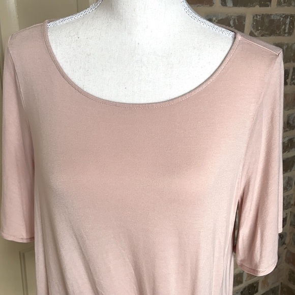 Ann Taylor Loft Peach Tie Waist Top Soft T-Shirt Jersey Knit Round Neck - Picture 2 of 16